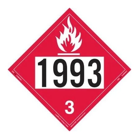 Labelmaster Flammable Liquid Placard, Un 1993, Removable Vinyl, 25pk ZEZ21993